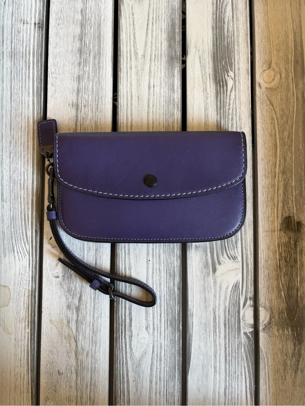 Coach Purple Leather Wristlet Wallet
